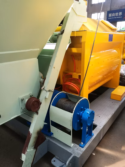 Skip Hopper Type Horizontal Concrete Twin Shaft Mixer From China