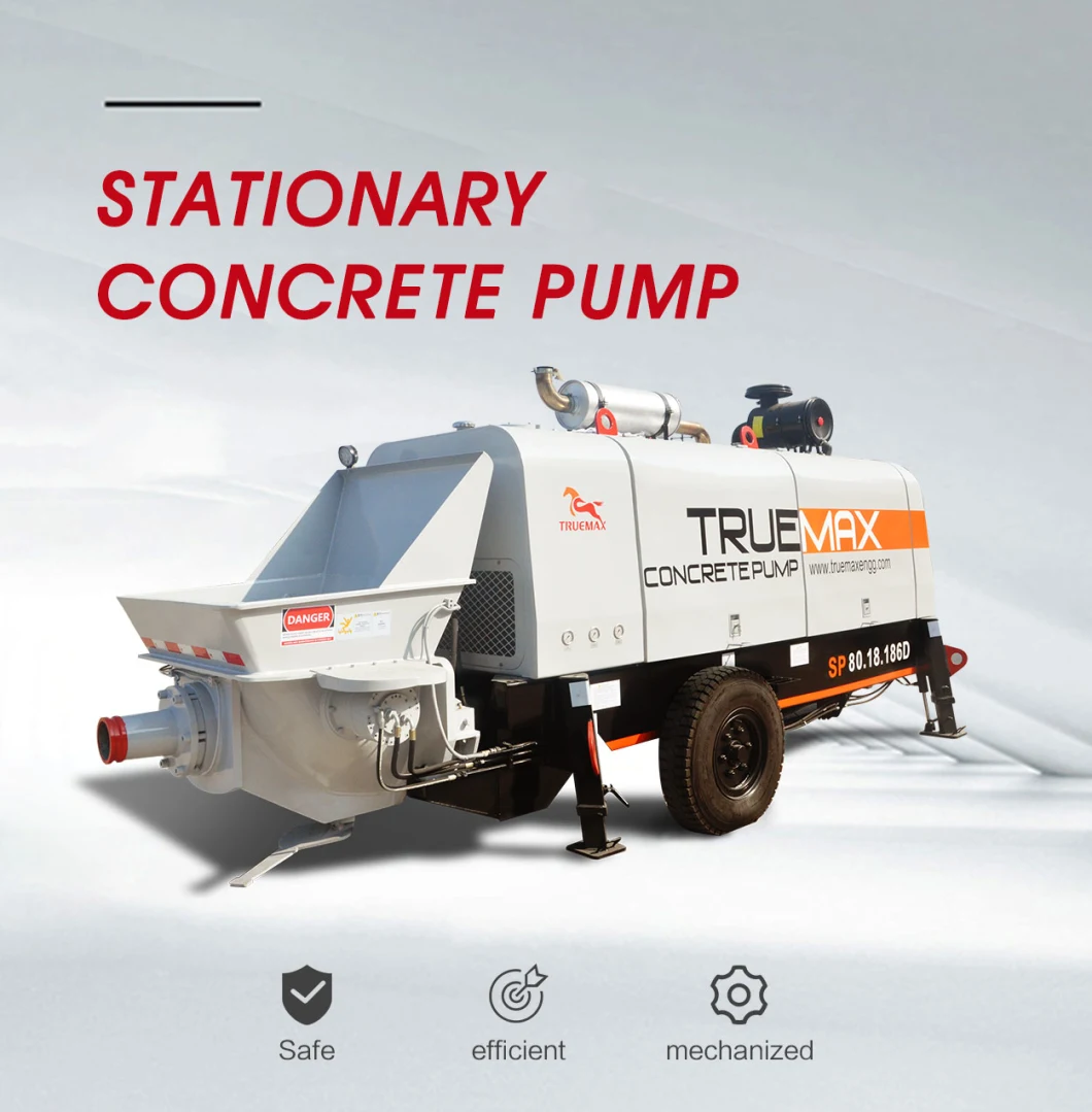 Hot Selling Machine Truemax Concrete Machinery Sp80.18.186D Stationary Hydraulic Putzmeister Diesel Cement Trailer Concrete Pump