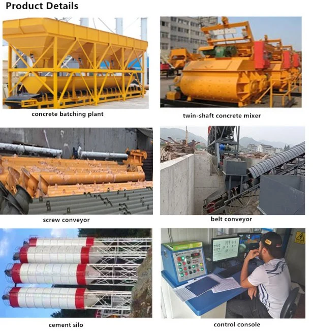 Ready Mixed Hzs180 180m3/H Belt Conveyor Concrete Batching Mixing Plant Large Container Type with Fully Automatic Computer Control 3000L Twin Shaft Mixer