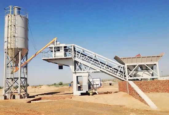 Small Mobile Portable 25m3/H 35m3/H Concrete Mixing Plant